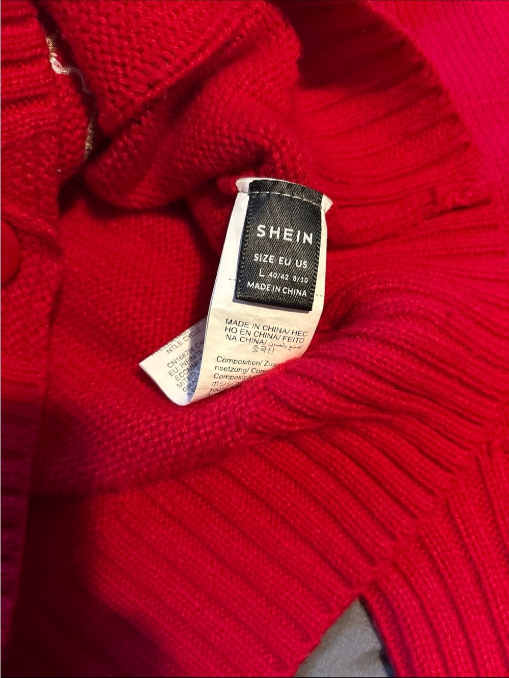 Red Ribbed Knit Christmas Sweater